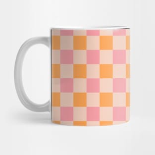 Pink and Orange Retro Checkered Mug